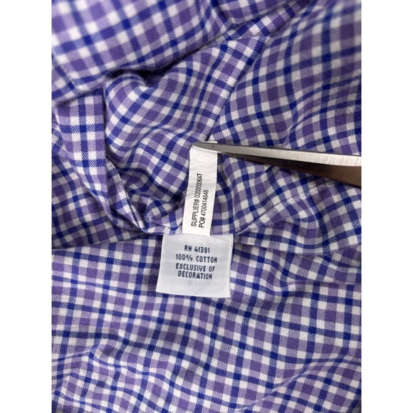 Polo Ralph Lauren Poplin Shirt Mens XL Purple Blue Round Hem Cotton Button Up - Picture 13 of 14